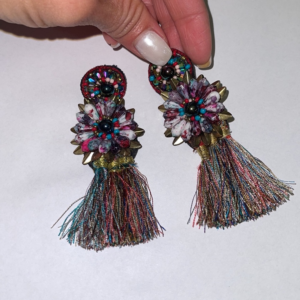 Rainbow Tassel fringe earrings